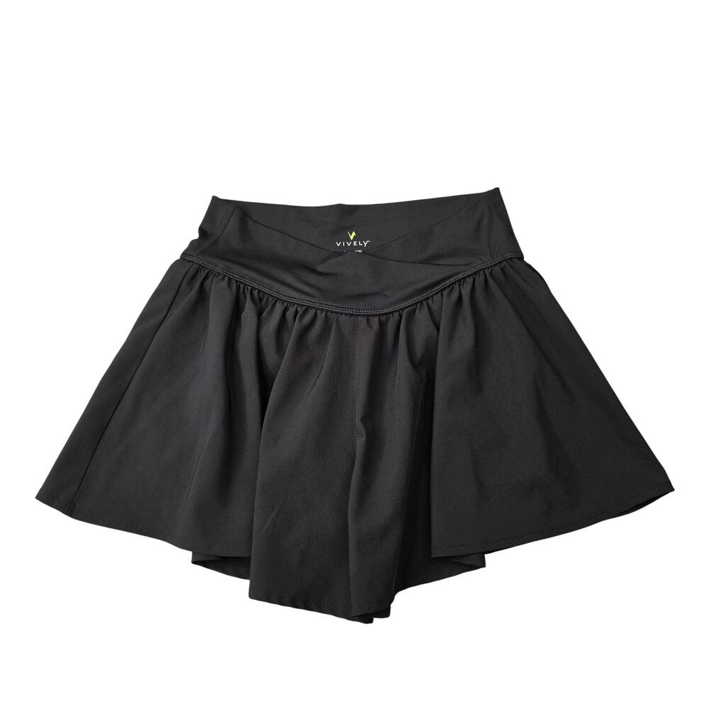 Vively Skort Girls 10/12 Black Athletic Short Summer Activewear Tennis Preppy